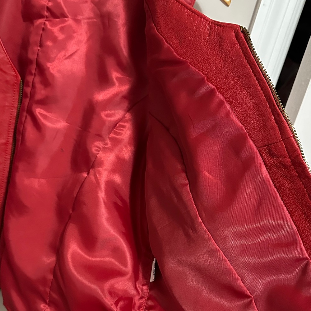 Styleworks Red genuine leather Zip-Up Vintage Vest men’s sz XL - Picture 3 of 10